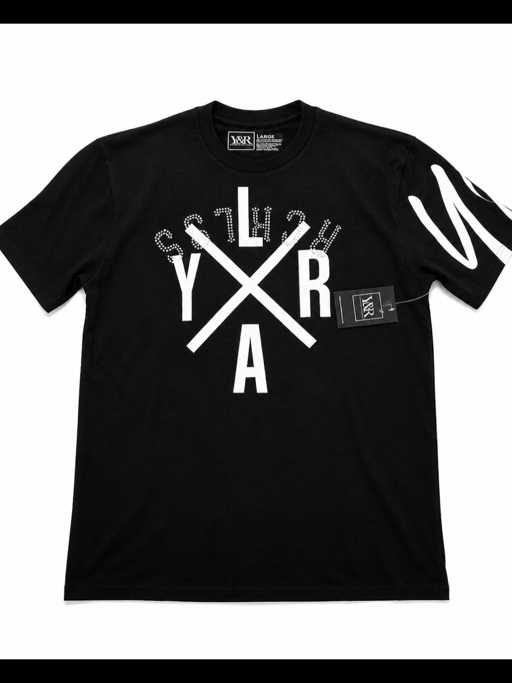 Young & Reckless Black T-Shirt with White Cross Logo Nwt SzL